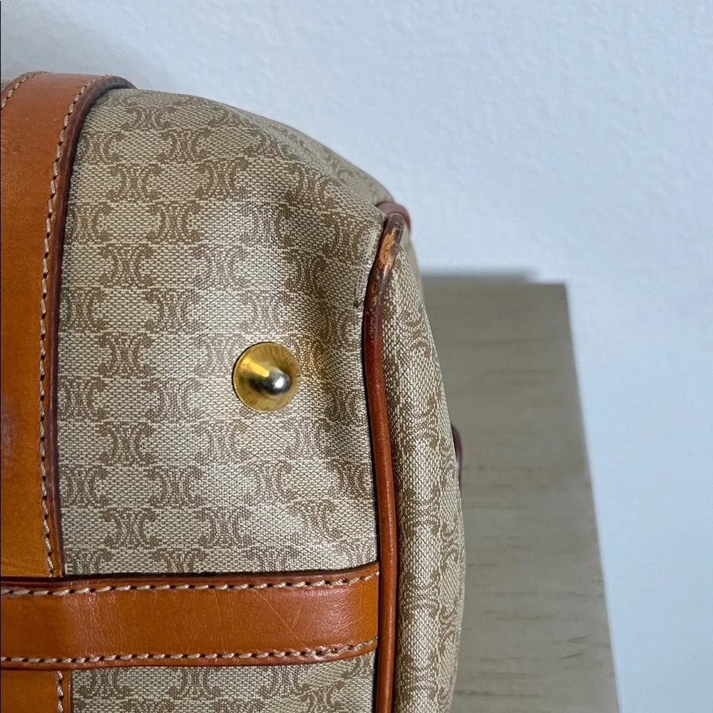 Celine Brown and Tan Monogram Boston Bag - Picture 6 of 13
